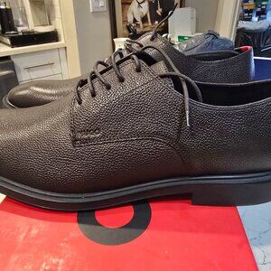 Hugo BOSS HUGO Derby Shoes Grained Leather Brown Mens Sz 13 US 50536212 NEW